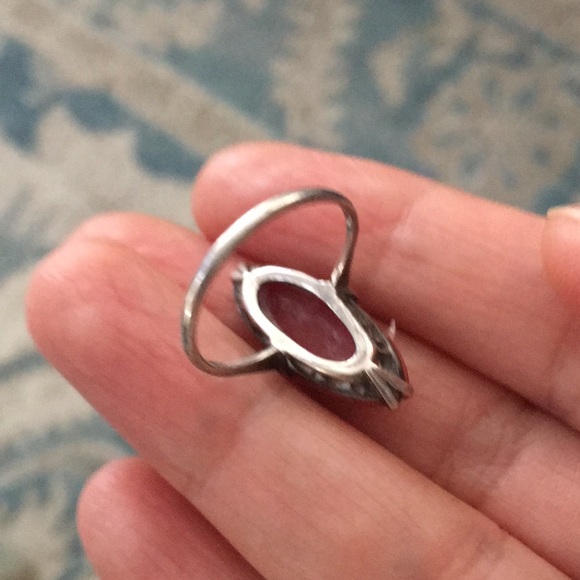 Japanese antique faux red coral silver ring - Picture 10 of 14